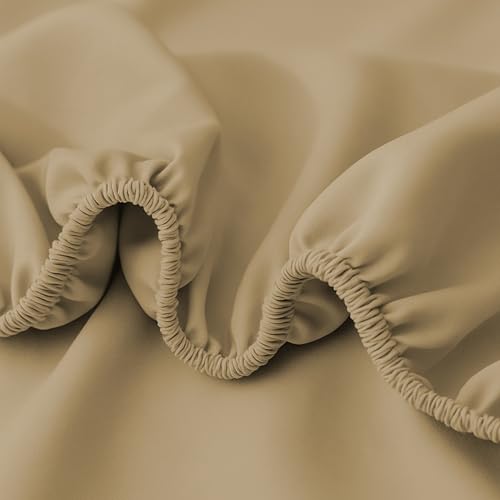 Microfibre Fitted Sheet Beige - Image 3